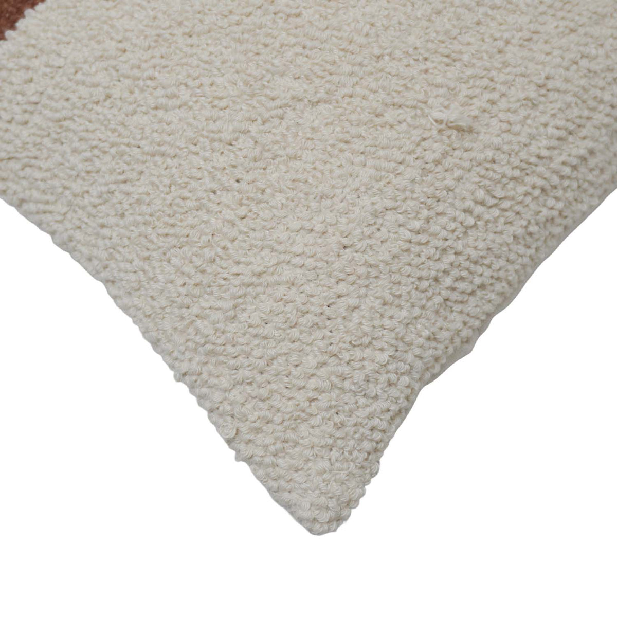 Handmade Cotton Textured Cushion Cover 40 x 60 cm | Ivory with Rust Center Stripe | Decorative Lumbar Cushion Cover | Hidden Zip | Modern Boho Home Décor - Bulk manufacturer & supplier from Panipat, India