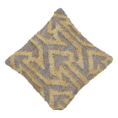Handwoven Jute Cushion Cover with Textured Abstract Pattern | Rustic Natural Fiber Pillow Cover | Boho Home Decor | 18x18 Inch