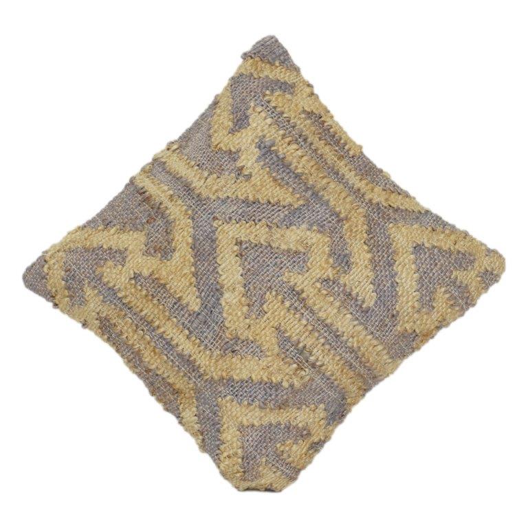 Handwoven Jute Cushion Cover with Textured Abstract Pattern | Rustic Natural Fiber Pillow Cover | Boho Home Decor | 18x18 Inch