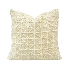 Ivory Geometric Embroidered Cotton Cushion Cover | Textured Triangle Pattern | 45 x 45 cm