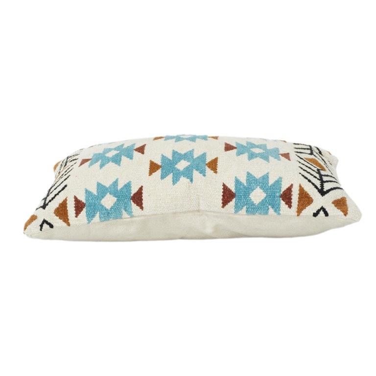 Bohemian Geometric Cotton Woven Cushion Cover 35x50 cm | Textured Woven Decorative Lumbar Pillow Cover - Bulk manufacturer & supplier from Panipat, India