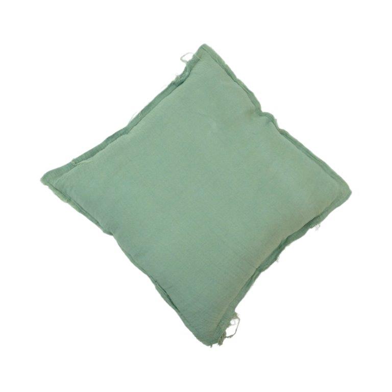 Olive Green Frayed Edge Cotton Cushion Cover | Rustic Textured Pillow Cover | 45x45 cm - Bulk manufacturer & supplier from Panipat, India