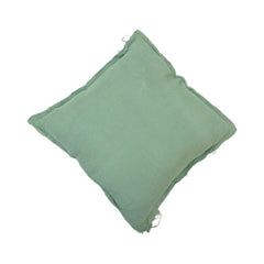 Olive Green Frayed Edge Cotton Cushion Cover | Rustic Textured Pillow Cover | 45x45 cm