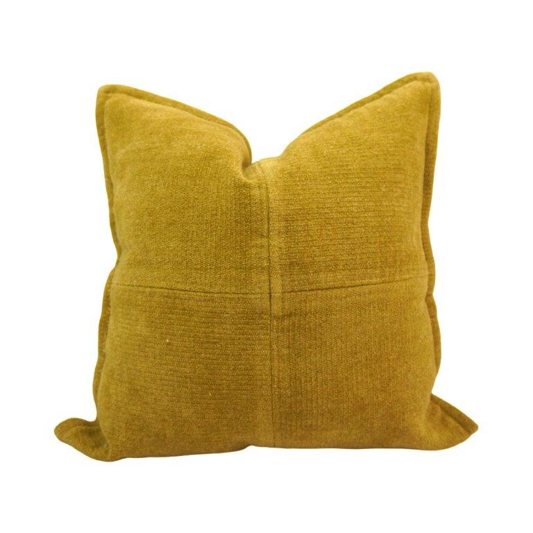 Mustard Velvet Cushion Cover | Soft Textured Decorative Pillow Cover | 45x45 cm - Bulk manufacturer & supplier from Panipat, India