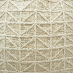 Ivory Geometric Embroidered Cotton Cushion Cover | Textured Triangle Pattern | 45 x 45 cm