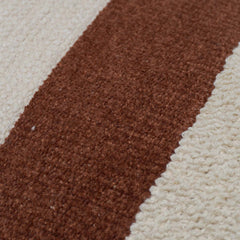 Handmade Cotton Textured Cushion Cover 40 x 60 cm | Ivory with Rust Center Stripe | Decorative Lumbar Cushion Cover | Hidden Zip | Modern Boho Home Décor