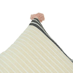 Handmade Cotton Tassel Cushion Cover 45x45 cm | Textured Woven Ivory Throw Pillow Cover | Boho Decorative Cushion