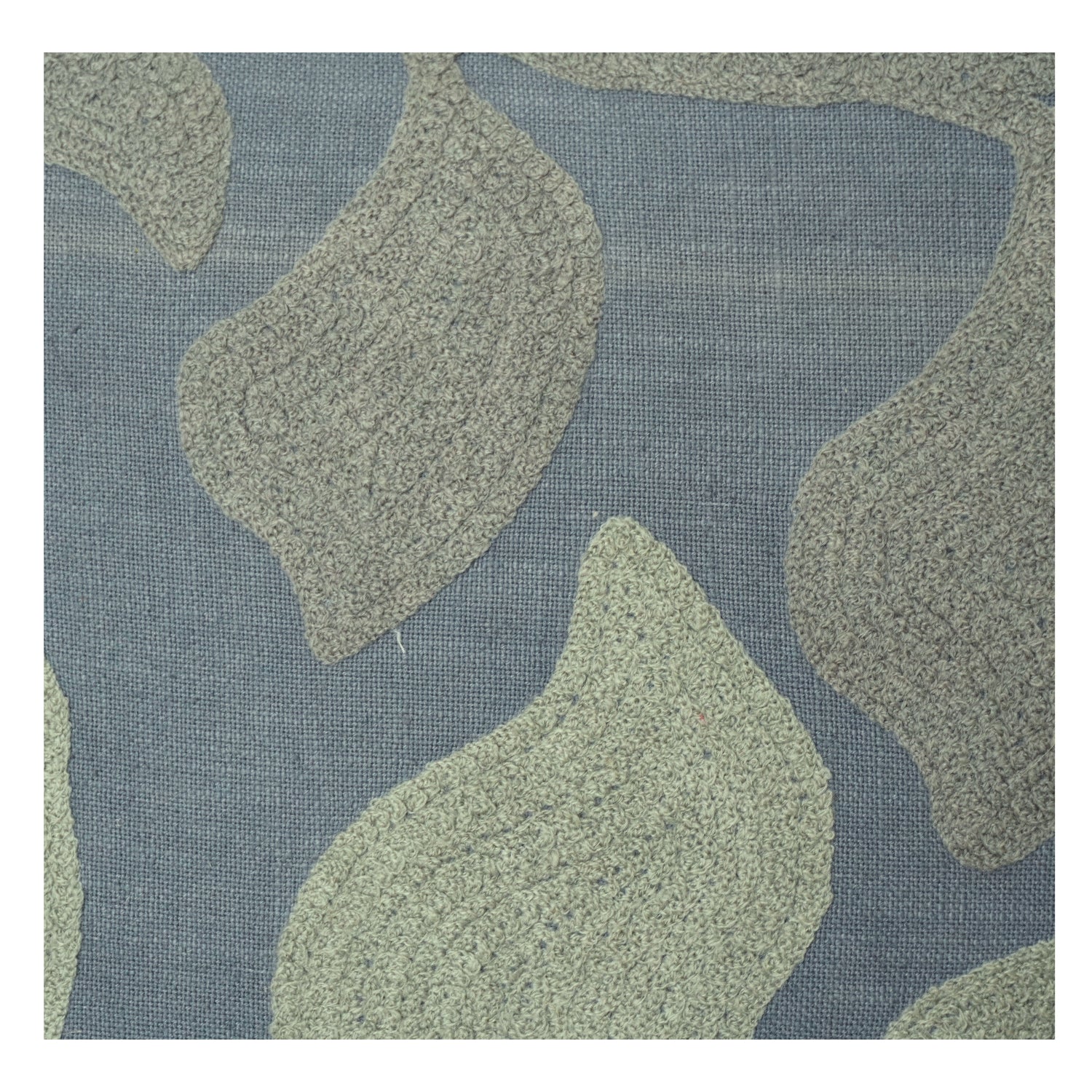 Abstract Leaf Embroidered Cotton Cushion Cover – Textured Botanical Design in Dusty Blue & Sage Green (18x18 Inch)