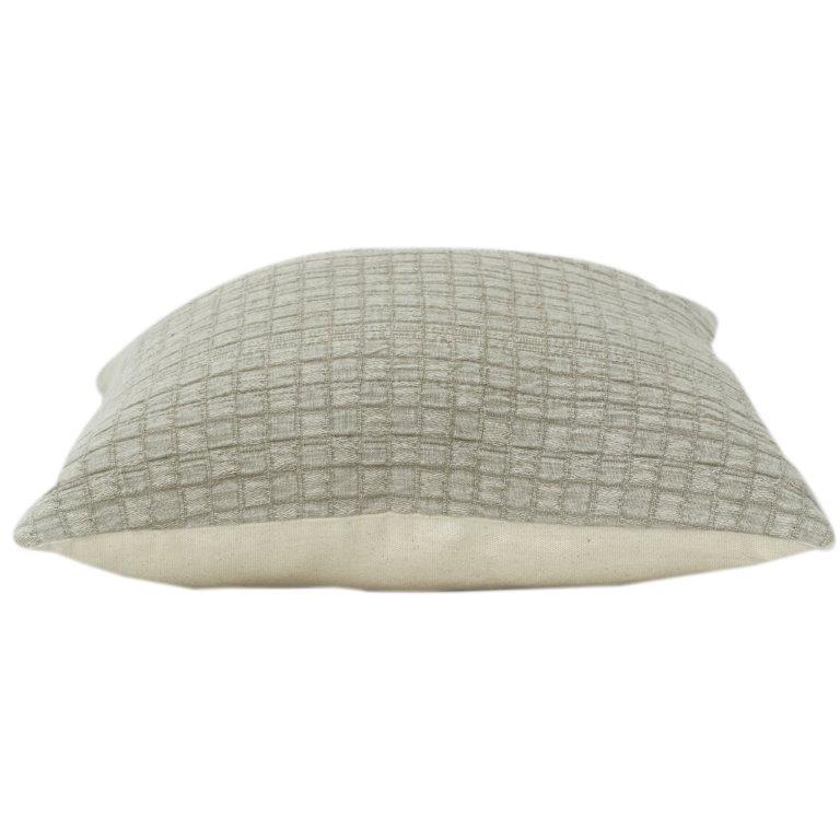 Textured Grid Cotton Cushion Cover 45x45 cm | Minimalist Woven Design | Neutral Decorative Pillow Cover
