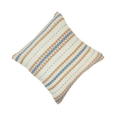 Handmade Striped Cotton Cushion Cover 45x45 cm | Woven Boho Throw Pillow Cover with Hidden Zipper