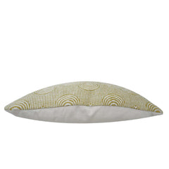 Handwoven Jacquard Cotton Cushion Cover 45x45 cm | Modern Geometric Arch Pattern | Decorative Throw Pillow Cover | Concealed Zip | Olive Green & Ivory
