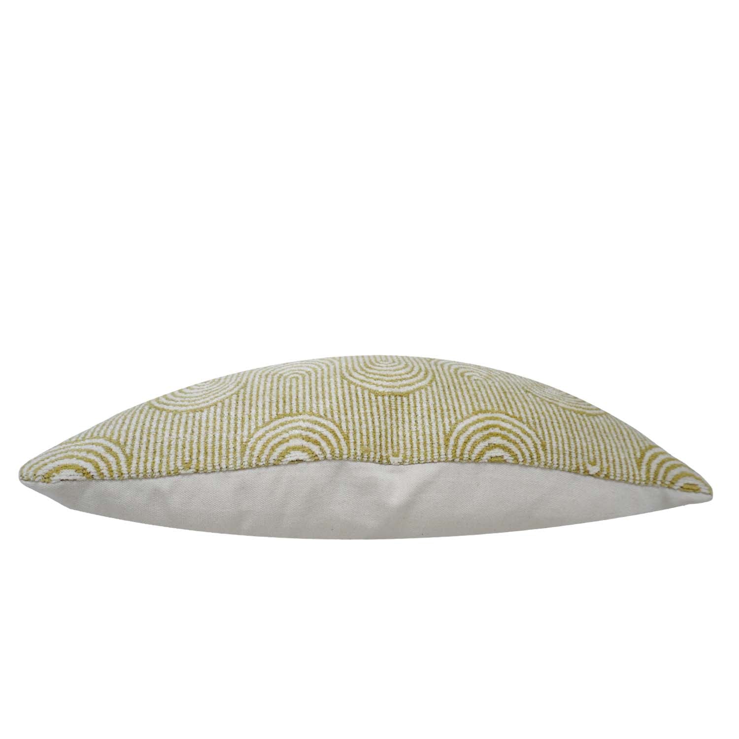 Handwoven Jacquard Cotton Cushion Cover 45x45 cm | Modern Geometric Arch Pattern | Decorative Throw Pillow Cover | Concealed Zip | Olive Green & Ivory