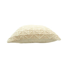 Ivory Geometric Embroidered Cotton Cushion Cover | Textured Triangle Pattern | 45 x 45 cm