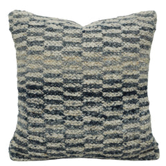 Handwoven Textured Polyester Cushion Cover 45x45 cm | Modern Woven Grey & Ivory Pattern | Decorative Throw Pillow Cover with Hidden Zipper