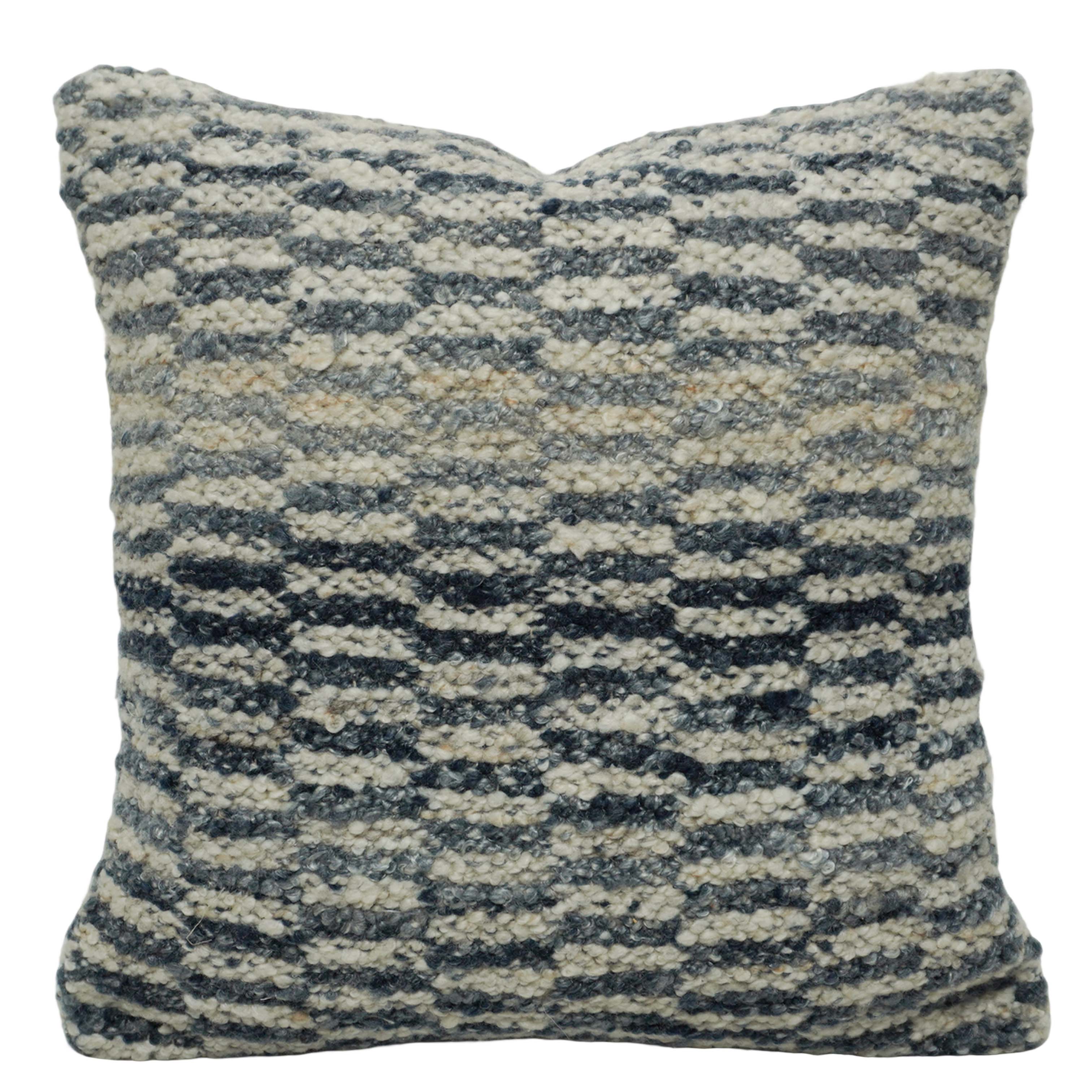 Handwoven Textured Polyester Cushion Cover 45x45 cm | Modern Woven Grey & Ivory Pattern | Decorative Throw Pillow Cover with Hidden Zipper