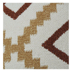 Embroidered Geometric Cotton Cushion Cover | Tribal Diamond Pattern | Neutral Earth Tone Pillow Cover | 18x18 Inch