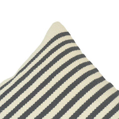 Handmade Black & White Striped Cotton Cushion Cover | Woven Textured Pillow Cover 45x45 cm