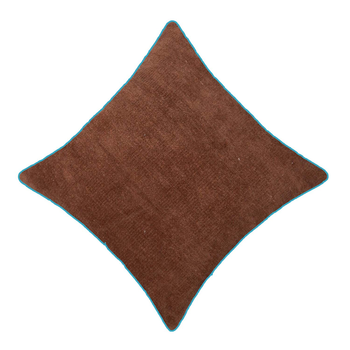 Handmade Cotton Chenille Cushion Cover with Green Piping | Brown Solid Decorative Throw Pillow Cover | 45x45 cm (18x18 Inch) - Bulk manufacturer & supplier from Panipat, India
