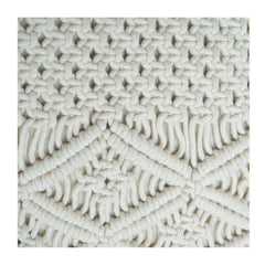 Handcrafted Macramé Cotton Cushion Cover 45x45 cm | Textured Boho Geometric Design | Off-White Decorative Pillow Cover