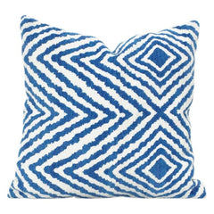 Blue & White Geometric Jacquard Cushion Cover – 45x45 cm | Textured Woven Throw Pillow Case with Concealed Zip