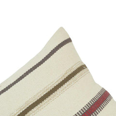 Handmade Striped Cotton Cushion Cover 45x45 cm | Woven Boho Throw Pillow Cover | Neutral Rustic Home Décor