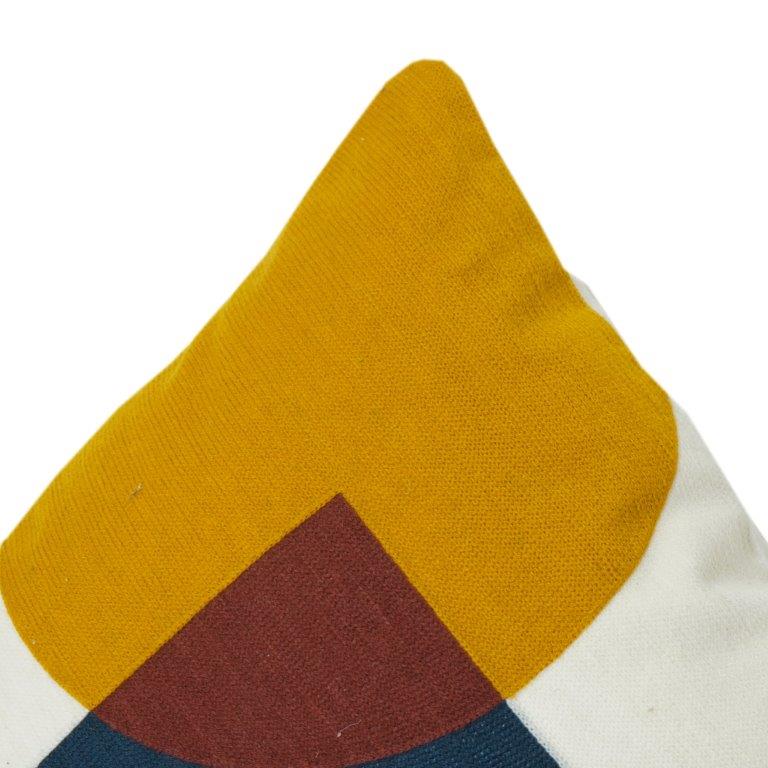 Modern Geometric Embroidered Cotton Cushion Cover | Abstract Color Block Pillow Cover | Decorative Throw Pillow 18x18 Inch - Bulk manufacturer & supplier from Panipat, India