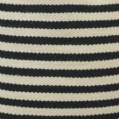 Handmade Black & White Striped Cotton Cushion Cover | Woven Textured Pillow Cover 45x45 cm