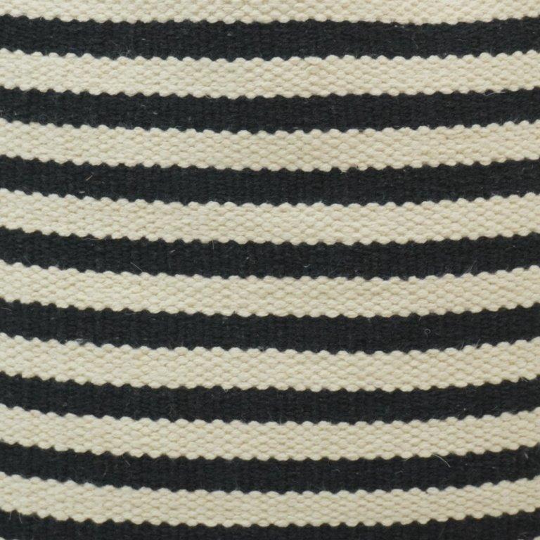 Handmade Black & White Striped Cotton Cushion Cover | Woven Textured Pillow Cover 45x45 cm