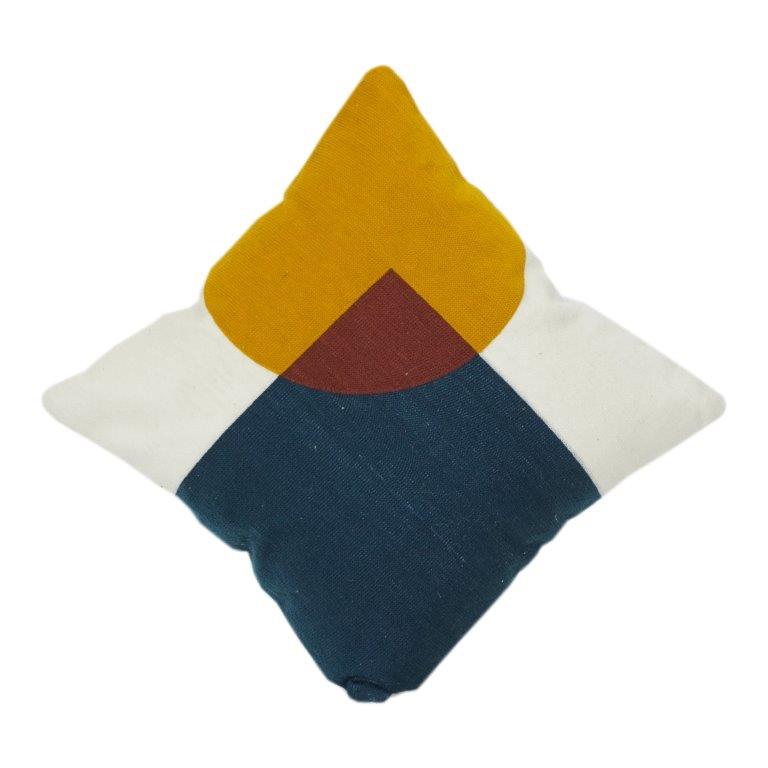 Modern Geometric Embroidered Cotton Cushion Cover | Abstract Color Block Pillow Cover | Decorative Throw Pillow 18x18 Inch - Bulk manufacturer & supplier from Panipat, India