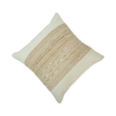Handwoven Textured Cotton Cushion Cover – Beige & Ivory Striped Handmade Pillow Cover 45x45 cm
