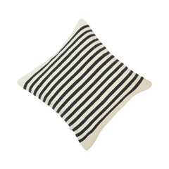 Handmade Black & White Striped Cotton Cushion Cover | Woven Textured Pillow Cover 45x45 cm