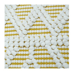 Handwoven Cotton Cushion Cover 45x45 cm – Geometric Textured Tufted Design in Mustard & White