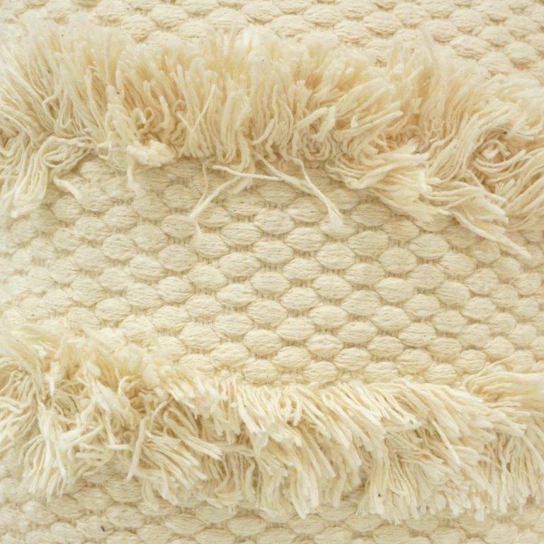 Handmade Boho Cotton Cushion Cover with Tassels & Fringe | Textured Woven Throw Pillow Cover | 45x45 cm
