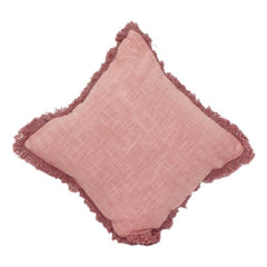 Kissenbezug aus rosa Baumwolle mit ausgefransten Kanten | Weich texturierter dekorativer Kissenbezug | 45x45 cm