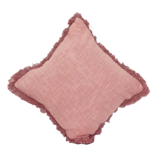 Blush Pink Cotton Cushion Cover with Frayed Edges | Soft Textured Decorative Pillow Cover | 18x18 Inch