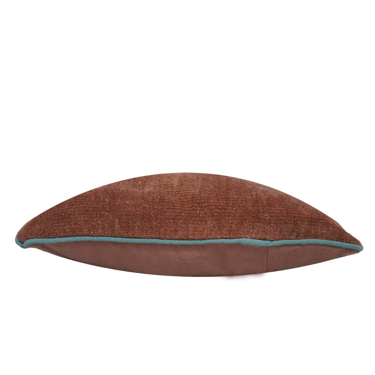 Handmade Cotton Chenille Cushion Cover with Green Piping | Brown Solid Decorative Throw Pillow Cover | 45x45 cm (18x18 Inch) - Bulk manufacturer & supplier from Panipat, India