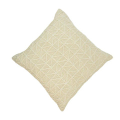 Ivory Geometric Embroidered Cotton Cushion Cover | Textured Triangle Pattern | 45 x 45 cm