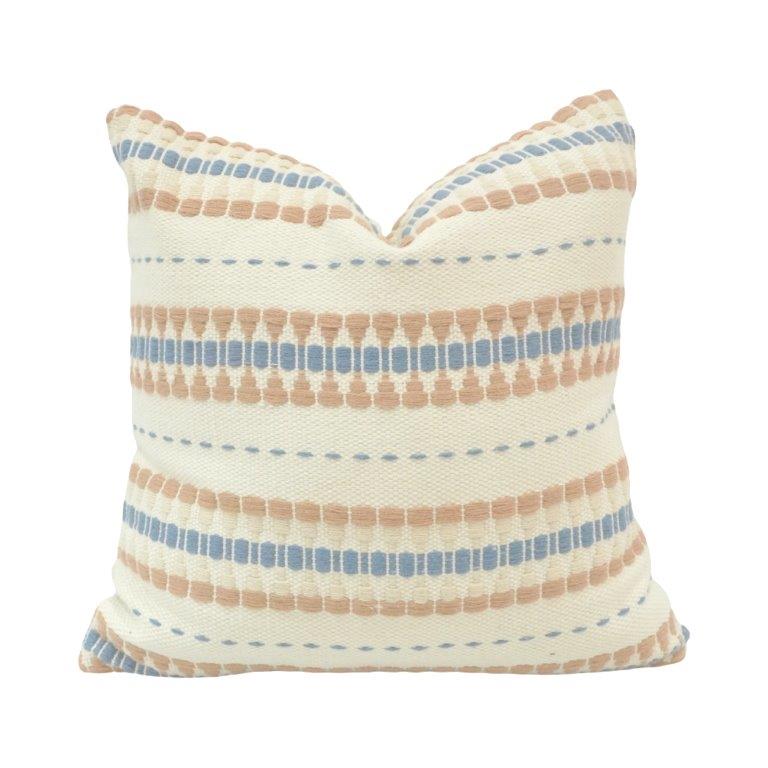 Handmade Striped Cotton Cushion Cover 45x45 cm | Woven Boho Throw Pillow Cover with Hidden Zipper - Bulk manufacturer & supplier from Panipat, India