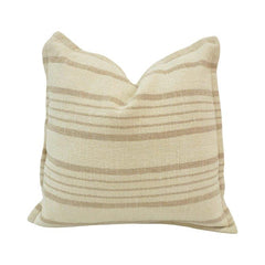 Handmade Cotton Striped Cushion Cover 45x45 cm | Neutral Beige Woven Throw Pillow Cover | Farmhouse & Modern Home Décor