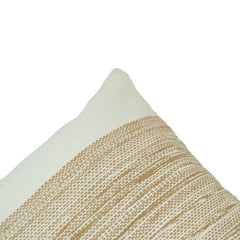 Handwoven Textured Cotton Cushion Cover – Beige & Ivory Striped Handmade Pillow Cover 45x45 cm