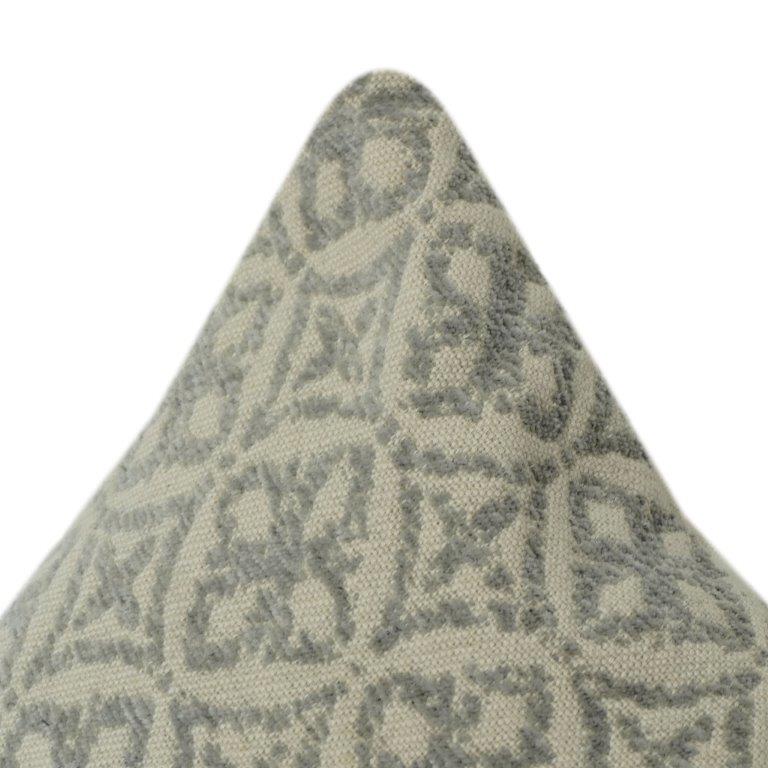 Housse de coussin décorative en coton brodé géométrique | Motif neutre beige et gris | 45x45 cm - Bulk manufacturer & supplier from Panipat, India