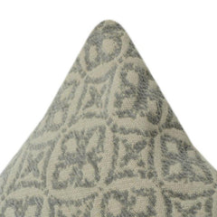 Geometric Embroidered Cotton Cushion Cover | Neutral Beige & Grey Pattern | 18x18 Inch Decorative Pillow Case