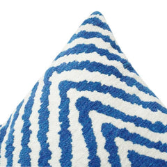 Blue & White Geometric Jacquard Cushion Cover – 45x45 cm | Textured Woven Throw Pillow Case with Concealed Zip
