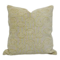Handwoven Jacquard Cotton Cushion Cover 45x45 cm | Modern Geometric Arch Pattern | Decorative Throw Pillow Cover | Concealed Zip | Olive Green & Ivory