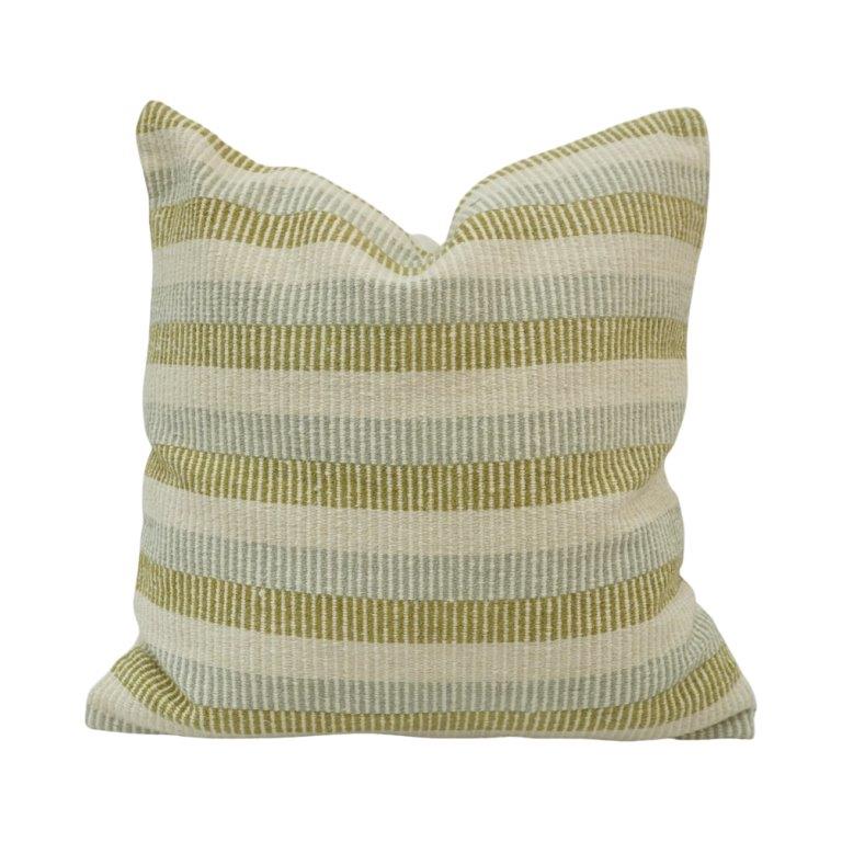 Handwoven Striped Cotton Cushion Cover | Sage Green & Ivory | 45x45 cm Decorative Pillow Cover - Bulk manufacturer & supplier from Panipat, India