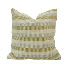 Handwoven Striped Cotton Cushion Cover | Sage Green & Ivory | 45x45 cm Decorative Pillow Cover
