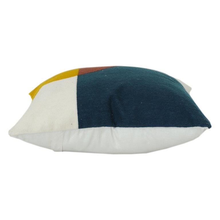 Modern Geometric Embroidered Cotton Cushion Cover | Abstract Color Block Pillow Cover | Decorative Throw Pillow 18x18 Inch - Bulk manufacturer & supplier from Panipat, India