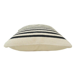 Handmade Black & White Striped Cotton Cushion Cover | Woven Textured Pillow Cover 45x45 cm