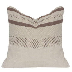 Handwoven Cotton Cushion Cover with Textured Stripes | Neutral Beige & Brown Geometric Design | 18x18 Inch