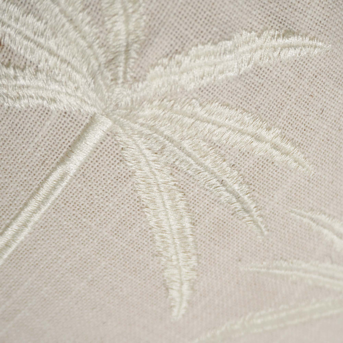 Ivory Palm Tree Embroidered Cotton Cushion Cover 45x45 cm | Tropical Decorative Throw Pillow Cover with Ruffle Edge - Bulk manufacturer & supplier from Panipat, India
